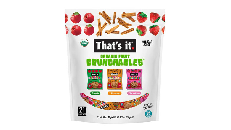 That's It Organic Fruit Crunchables Variety snack bag on white background