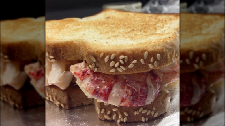 Lobster sandwich on buttered toast