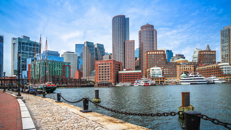Boston Seaport with skyline