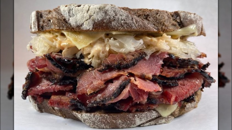 Pastrami sandwich with sauerkraut