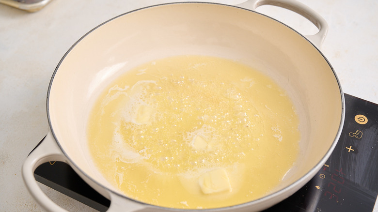 melting butter in a skillet