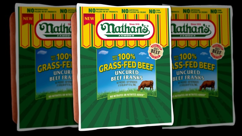 packaging for the new Nathan's grass-fed beef franks
