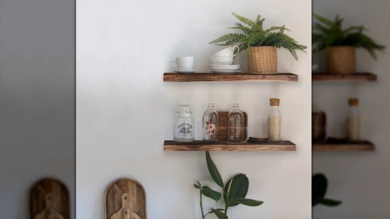 The acacia shelves on offer from Costco