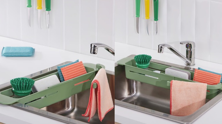 Ikea Skoläst placed on the side and back of the sink