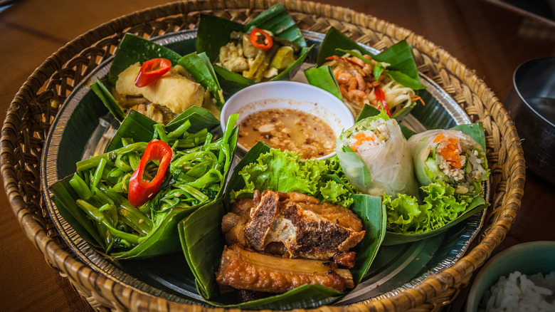 Assortment of Cambodian food.