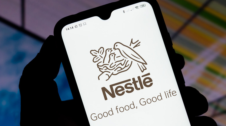 Nestle logo on a smartphone