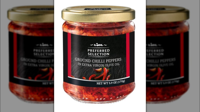 Jar of ground chili peppers
