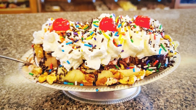 A banana split sundae from Holsten's