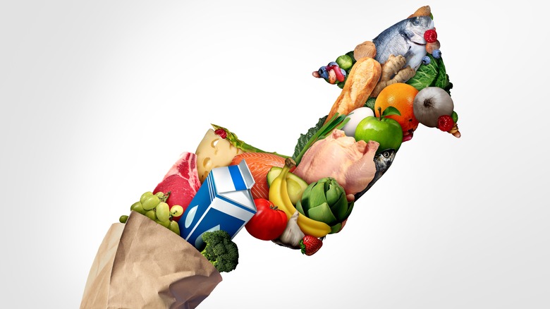 Up arrow made of food images