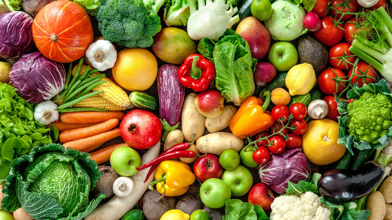 Array of fruits and veggies