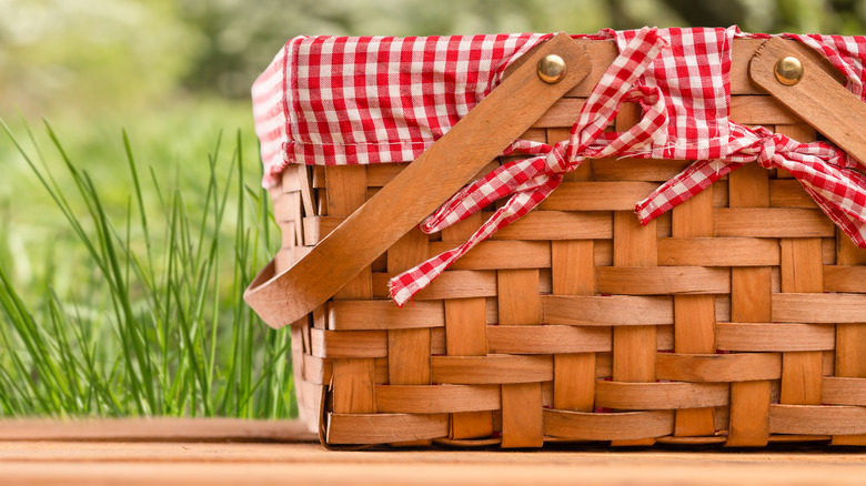 Picnic basket in the grass