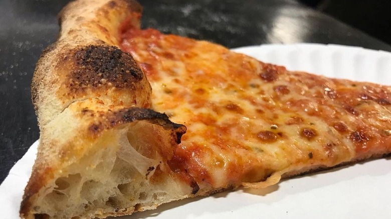 close up of cheese pizza crust