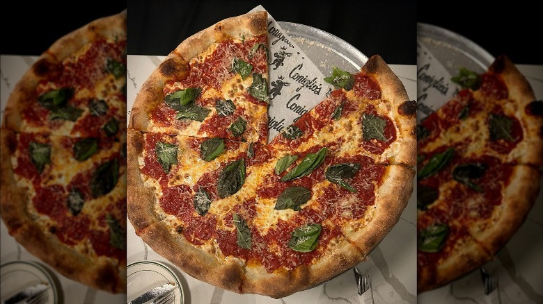 margherita pizza from Coniglio's