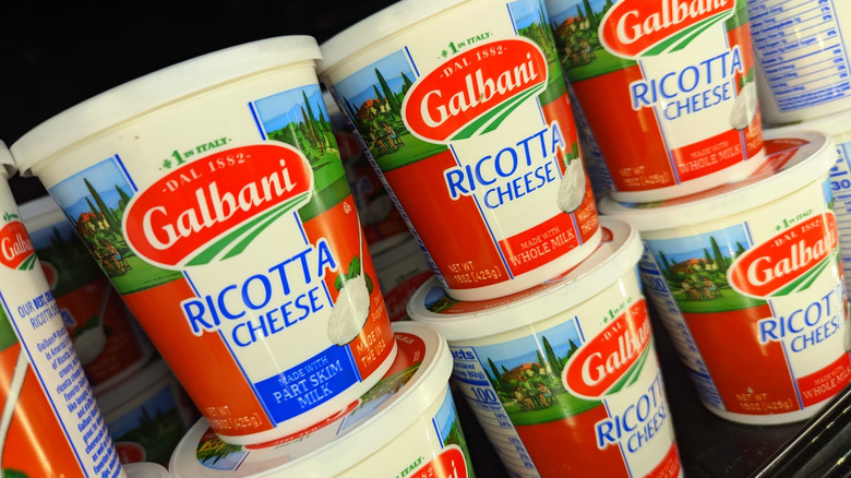 containers of Galbani brand ricotta cheese at a grocery store