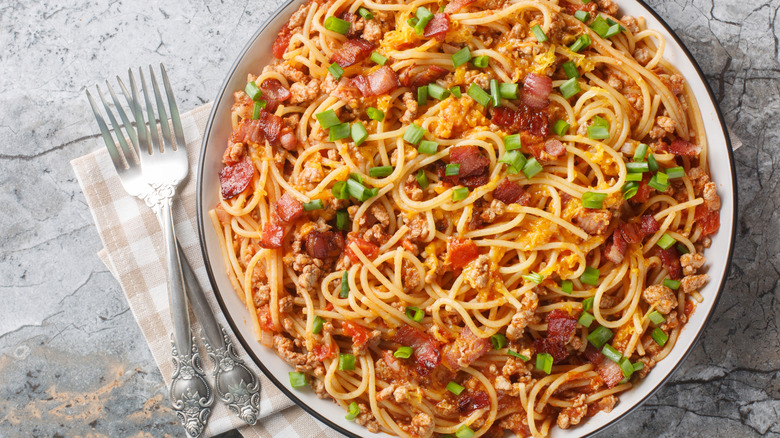 cowboy style spaghett in a bowl