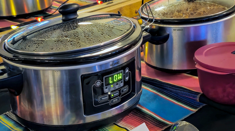 Slow cooker sitting on a countertop
