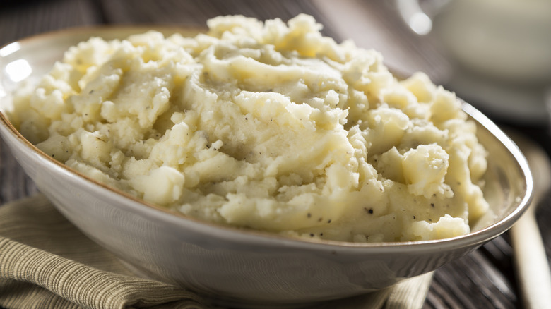Bowl of homemade mashed potatoes.
