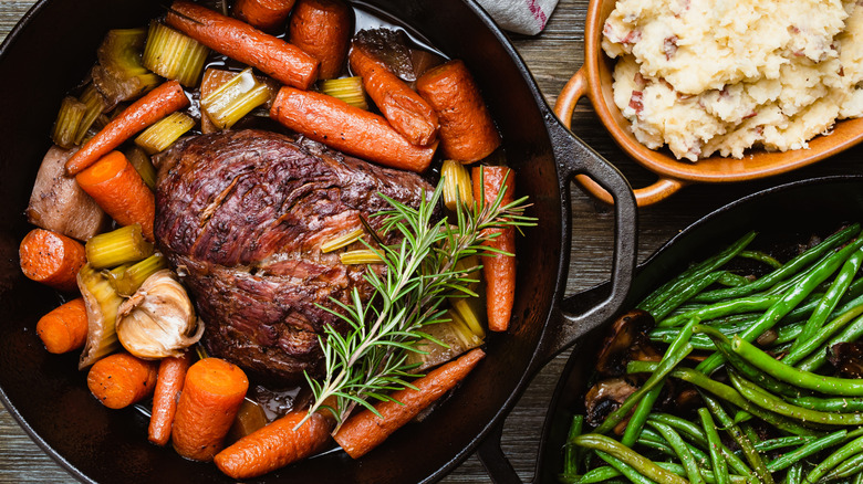 Pot roast Dutch oven herb
