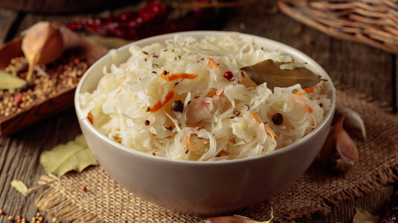 A bowl of sauerkraut