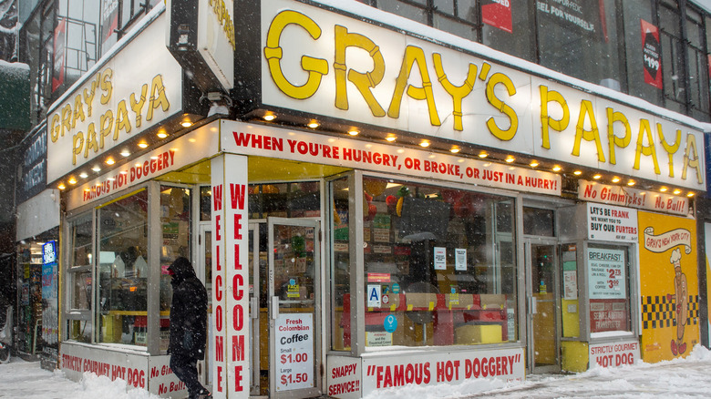 Gray's Papaya storefront in New York City 