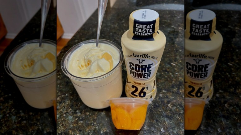 Protein shake and frozen fruit with Creami cup