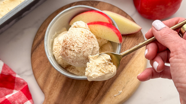 spoonful of apple cider ice cream