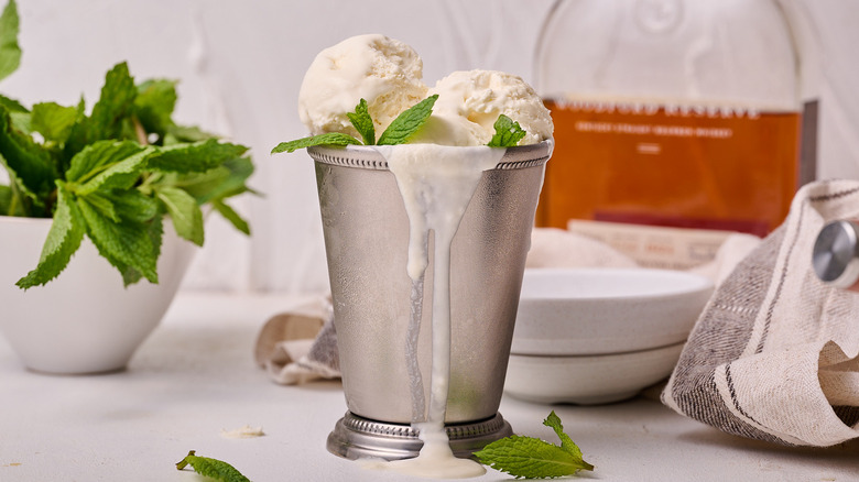 mint julep ice cream on table