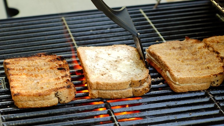 Grilled cheese on the grill