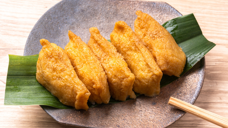Inari sushi on plate