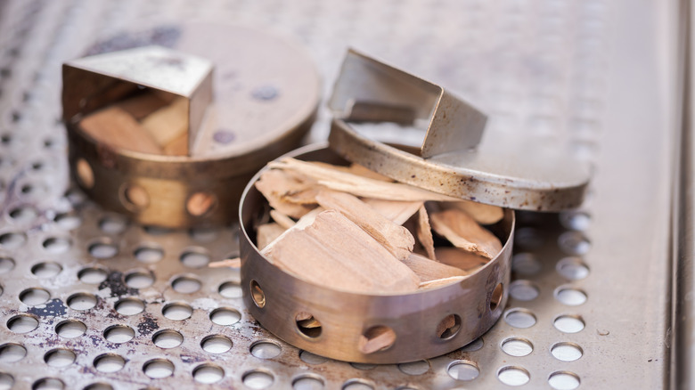 steel wood chip box for grill smoking
