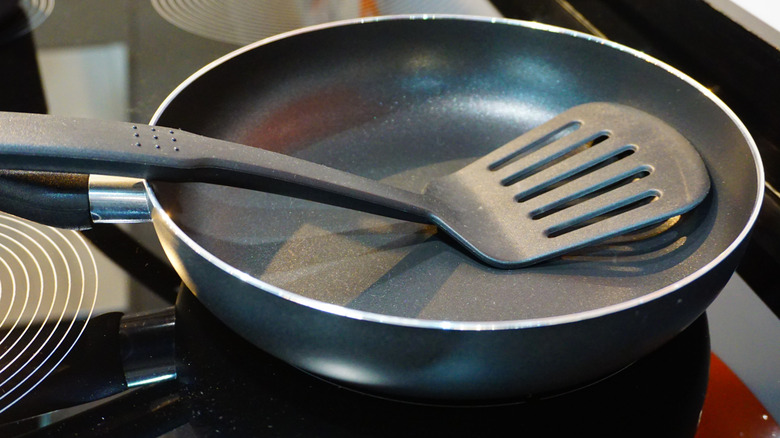 nonstick pan with spatula