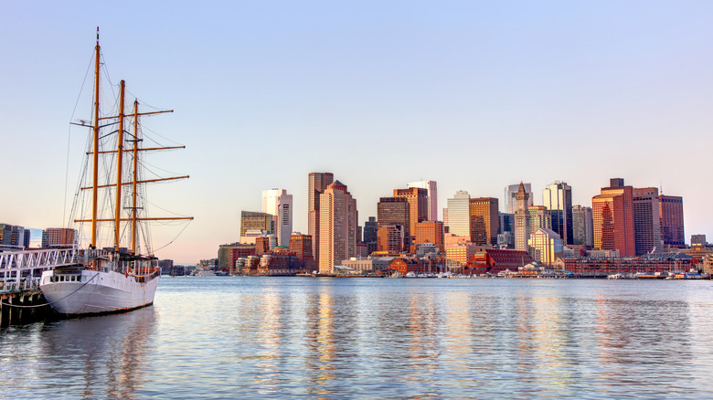 Boston skyline view from the water