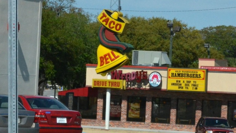 vintage Taco Bell sign outside a Wendy's in Savannah GA