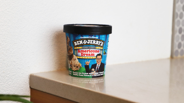 Ben & Jerry's Americone Dream on a countertop