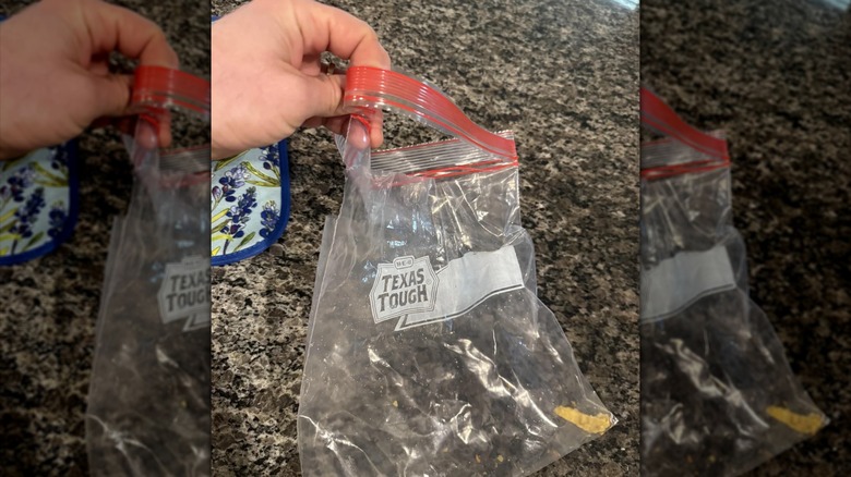 Broken H-E-B Texas Tough plastic zipper bag