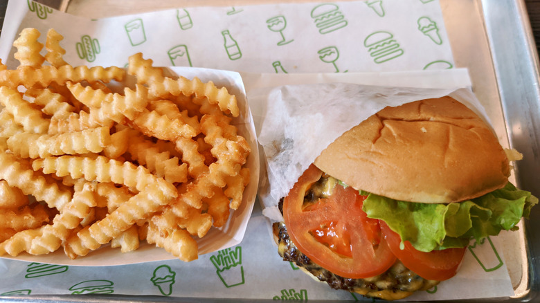 Shake Shack chicken sandwich and fries