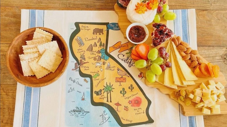 Cheese board and California map