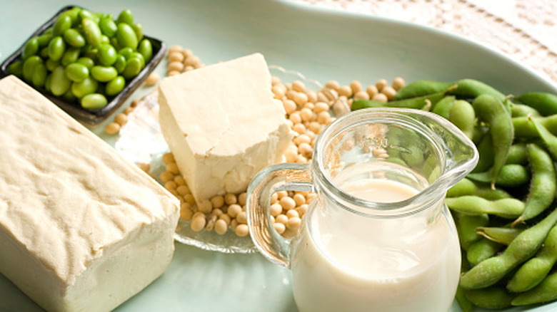 Foods made from soybeans; edamame, soy milk, tofu