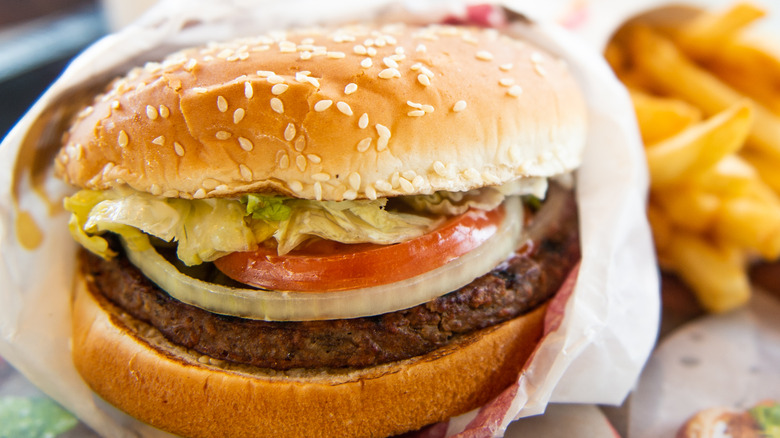 closeup of a Burger King Whopper