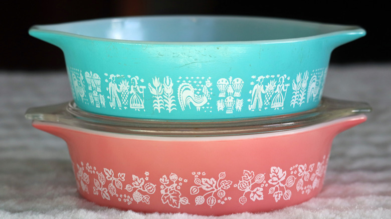 vintage Corningware casserole dishes