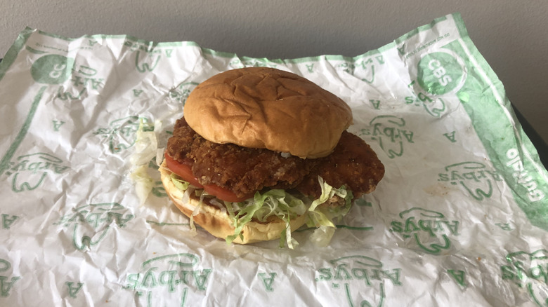 Arby's Crispy Chicken Sandwich on wrapper