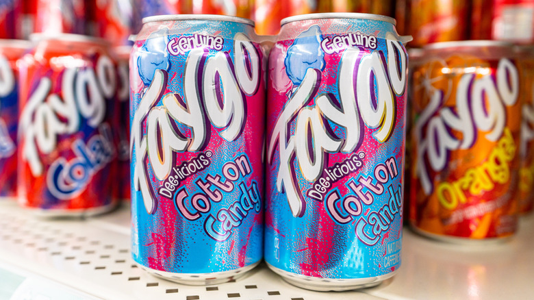 cans of Faygo cotton candy soda