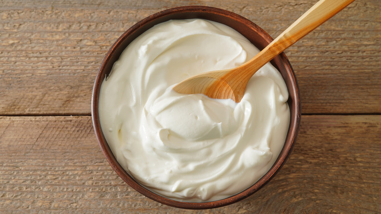 White yogurt in a bowl