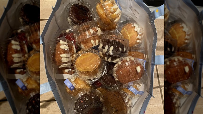 Overhead view of bag of packaged Nothing Bundt Cake cake in a bag