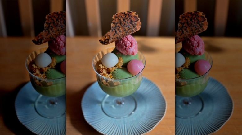 Dessert served in a glass at Patisserie Tomoko, New York