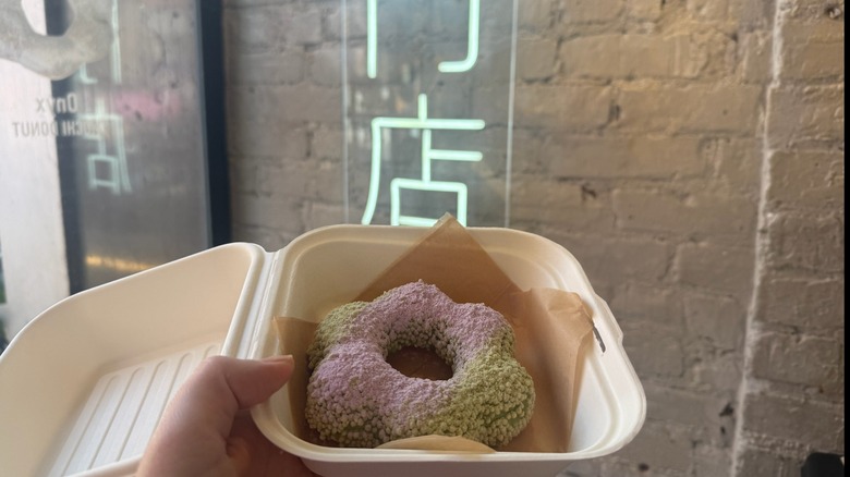 matcha mochi donut from Alimama Tea in NYC