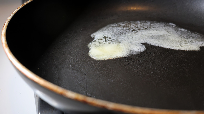 butter melting in a skillet