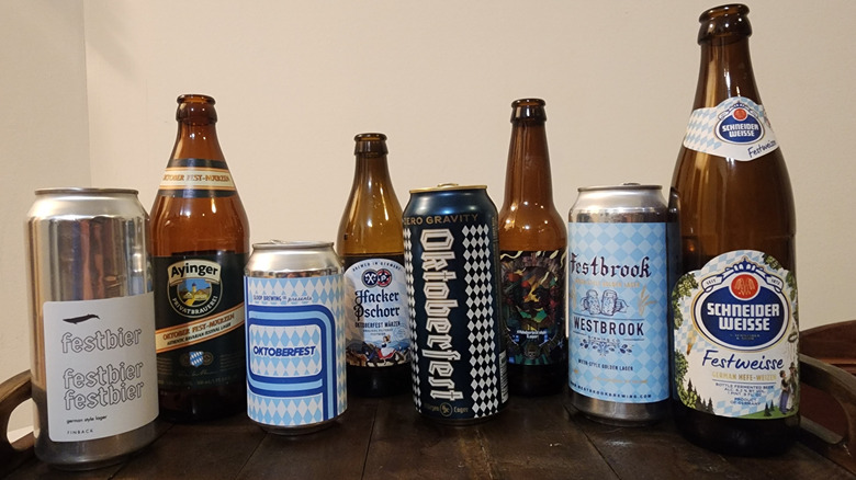 Beer bottles and cans