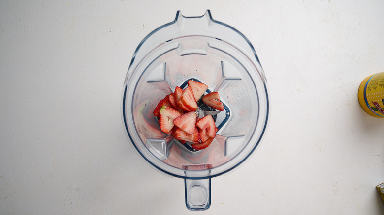 strawberries in a blender