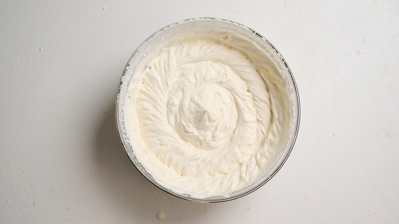 whipped cream in a bowl
